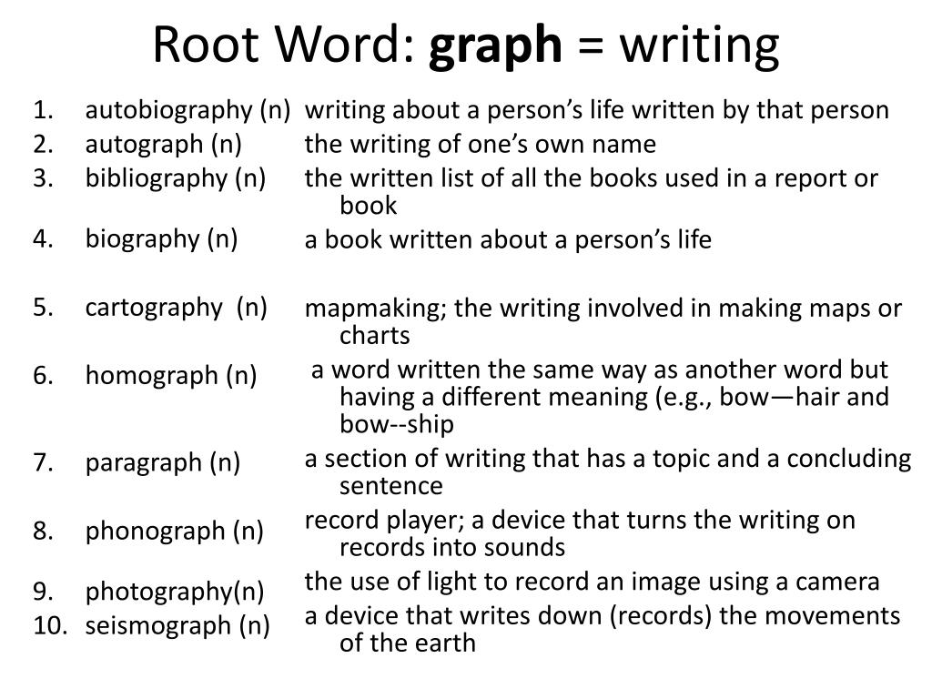 Graph Root Words