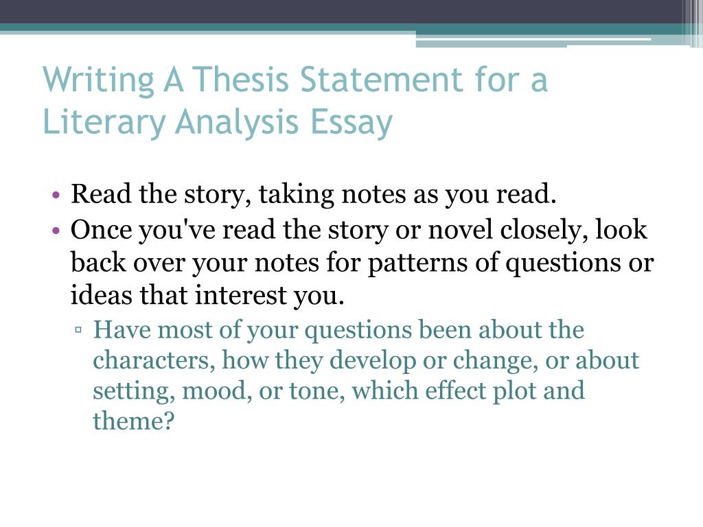 does a literary analysis have a thesis