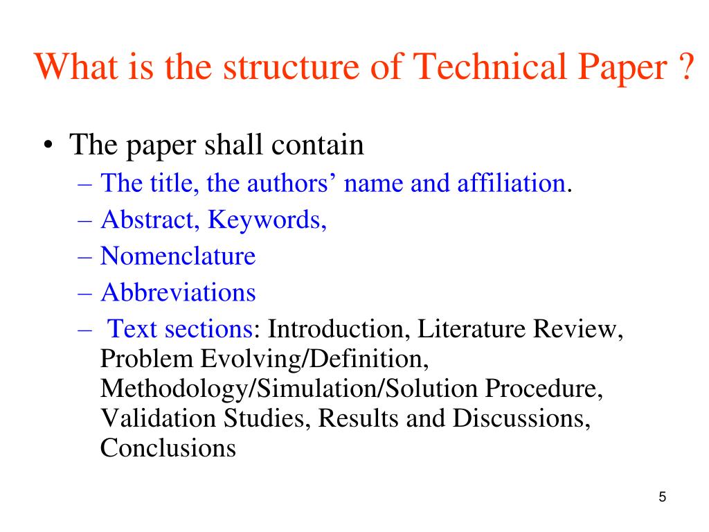 technical paper presentation meaning