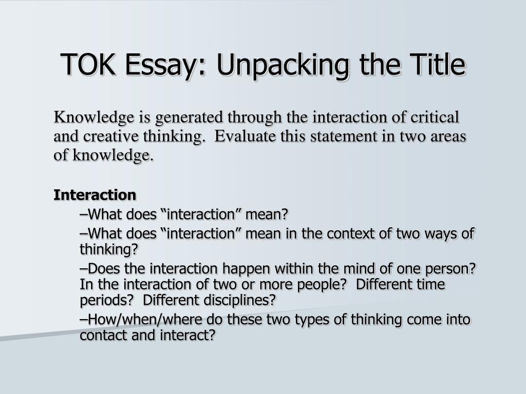 examples for tok essay