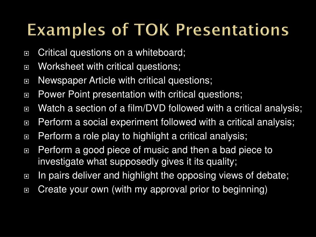 tok presentation questions