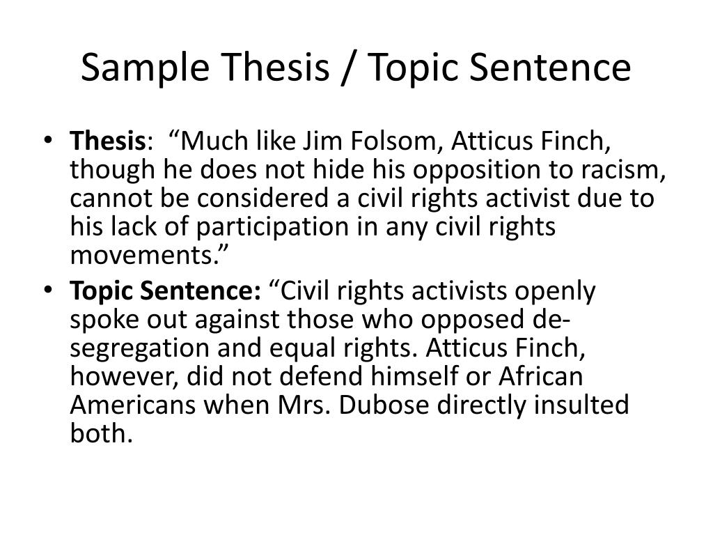 thesis statement in a topic sentence