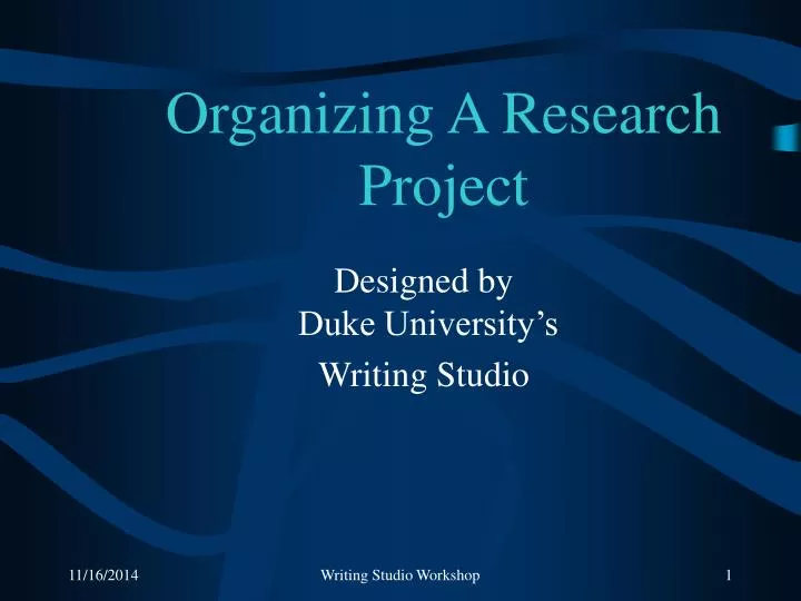organizing a research project n.