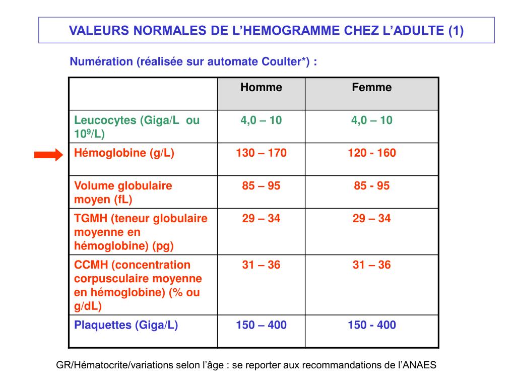 PPT - Sémiologie : hématologie biologique 1- hémogramme normal ...