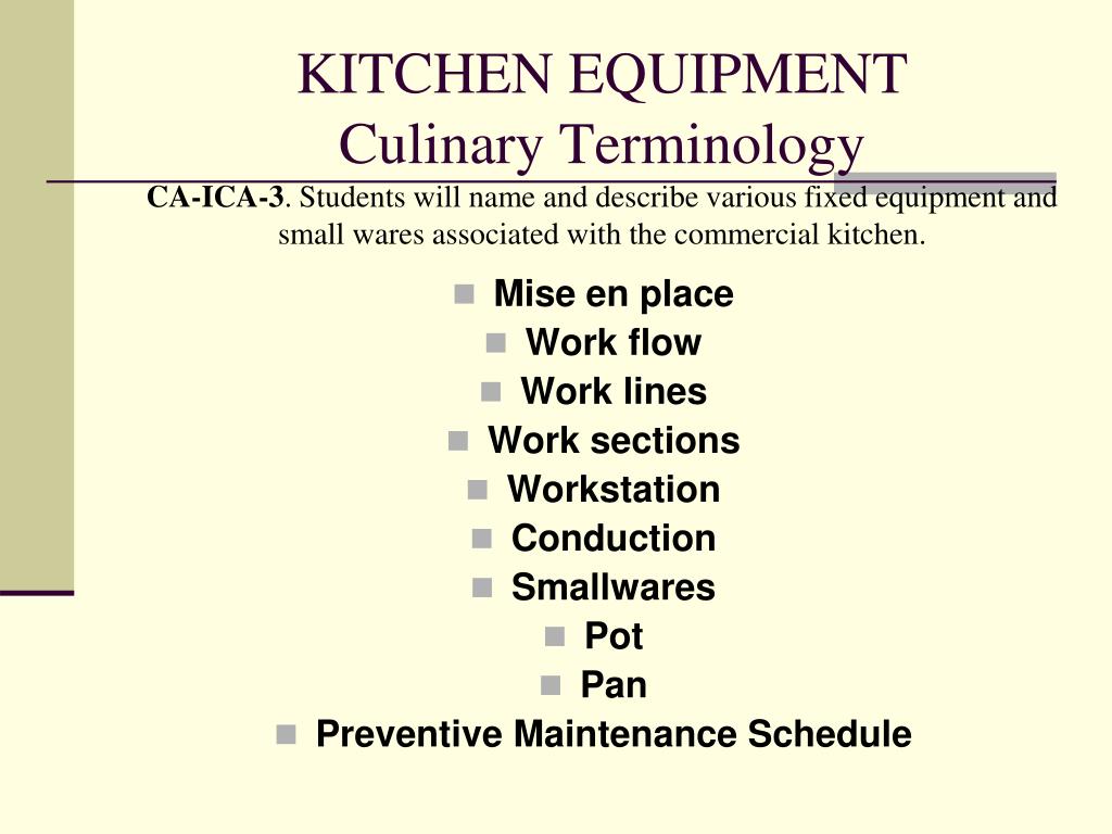 Ppt Introduction To Culinary Arts Kitchen Equipment Powerpoint Presentation Id 6698760