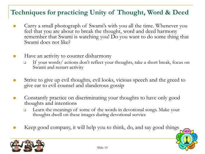 PPT Truth Unity of Thought, Word and Deed PowerPoint Presentation