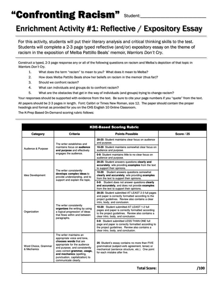 expository essay about racism