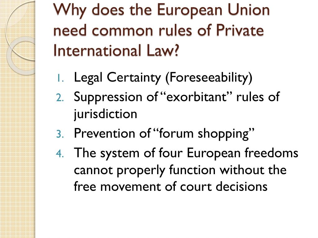 PPT INTRODUCTION INTO PRIVATE INTERNATIONAL LAW OF THE EUROPEAN UNION