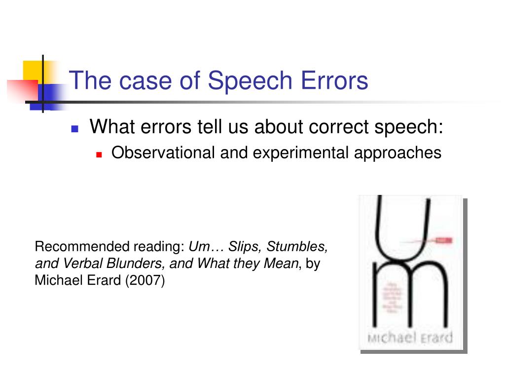 Um. . .: Slips, Stumbles, and Verbal Blunders, and What They Mean