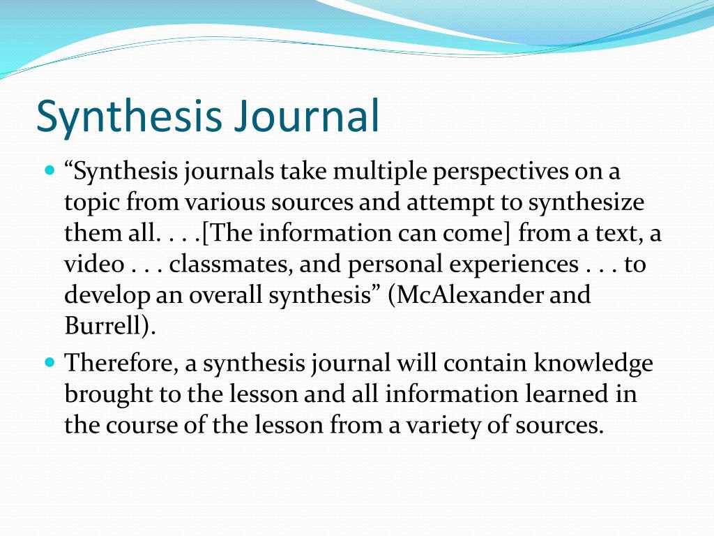 synthesis journal