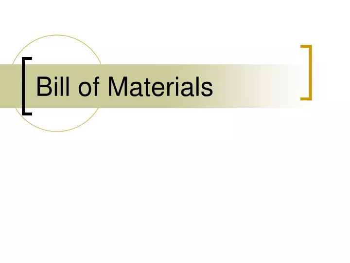bill of materials n.