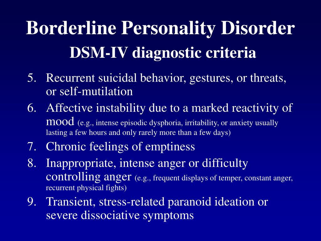 Borderline Personality DisorderDSM-IV diagnostic criteria.