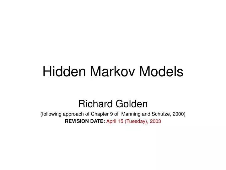 hidden markov models n.