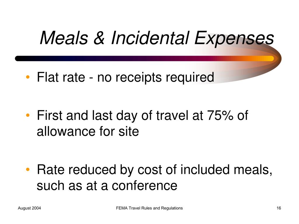 federal travel meals and incidentals