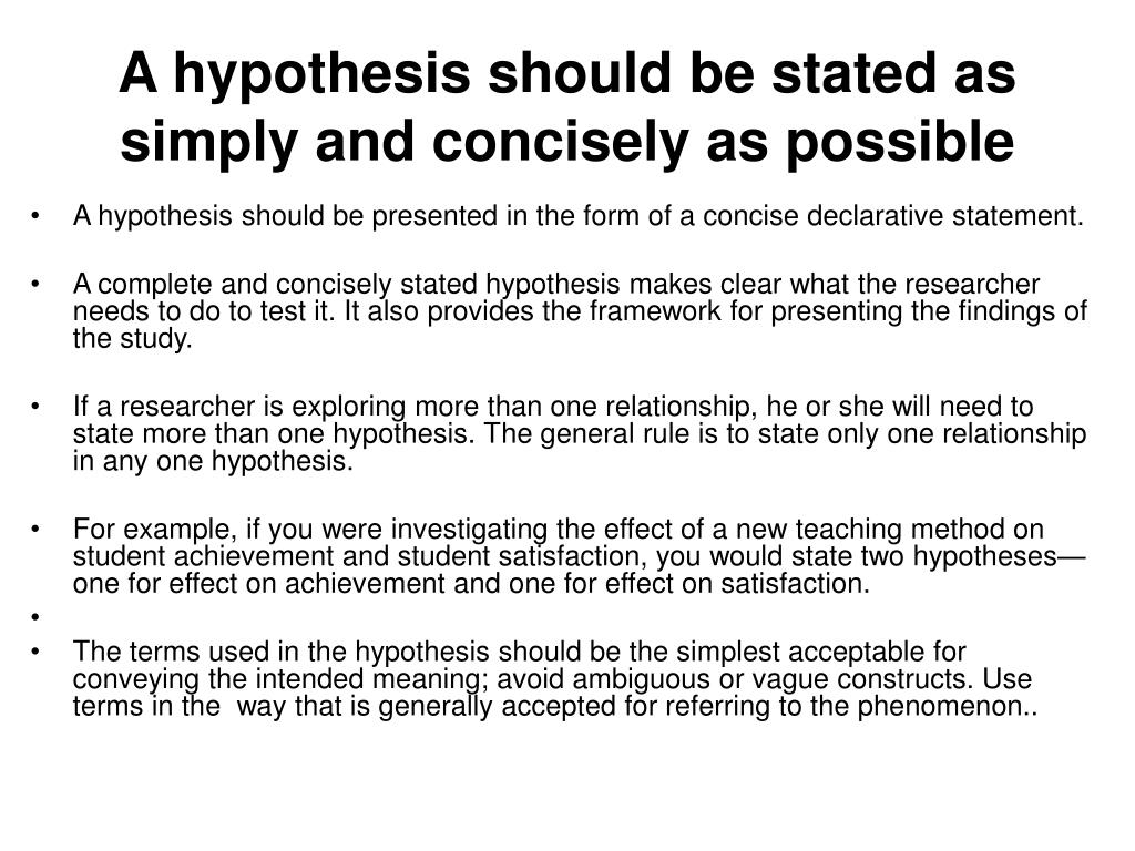 hypothesis in your data presentation