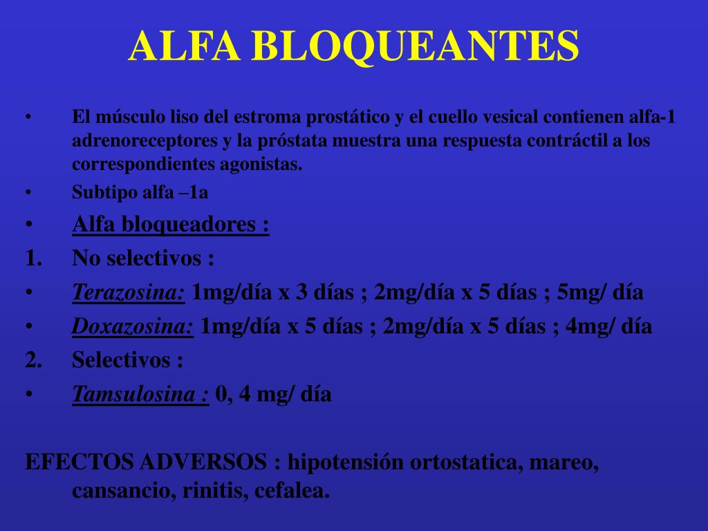 alfa bloqueantes prostatitis