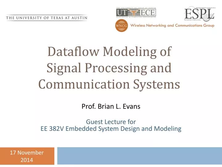 PPT Dataflow Modeling of Signal Processing and Communication Systems