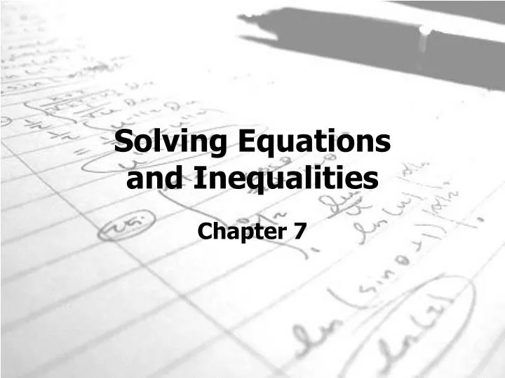 solving equations and inequalities n.