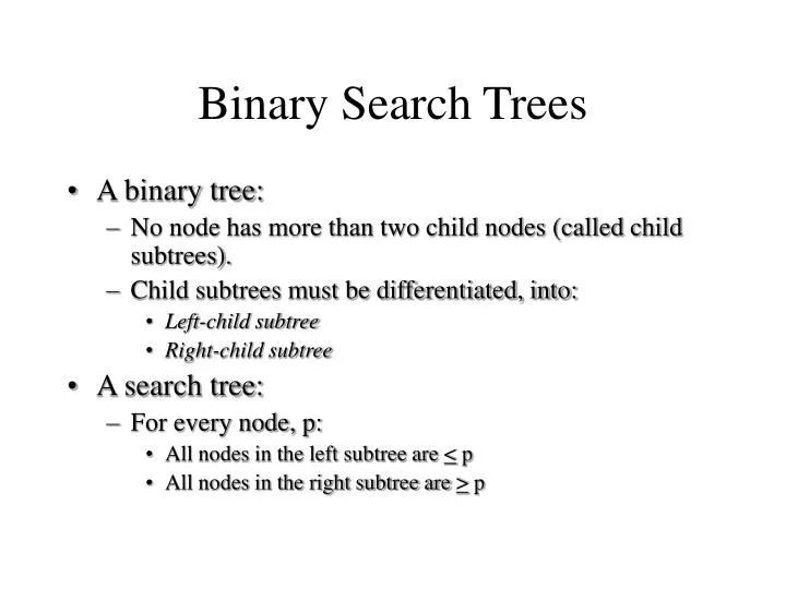 binary search trees n.