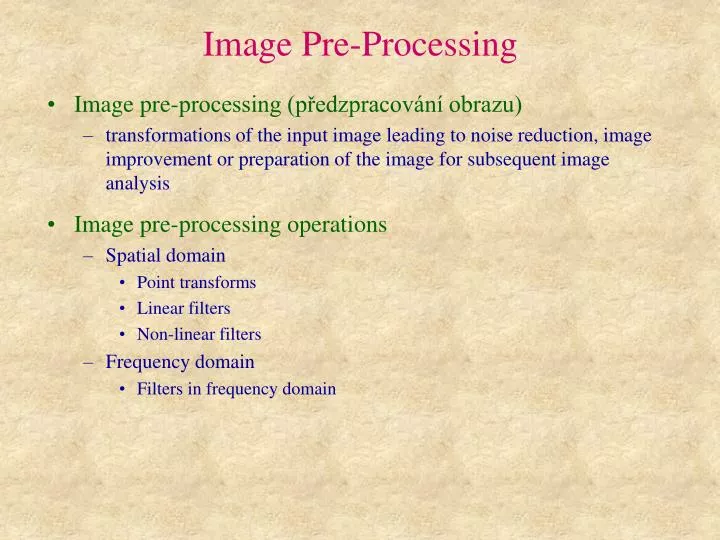 research paper on image pre processing