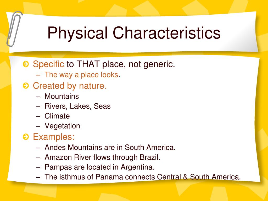 Characteristics Examples Of A Place