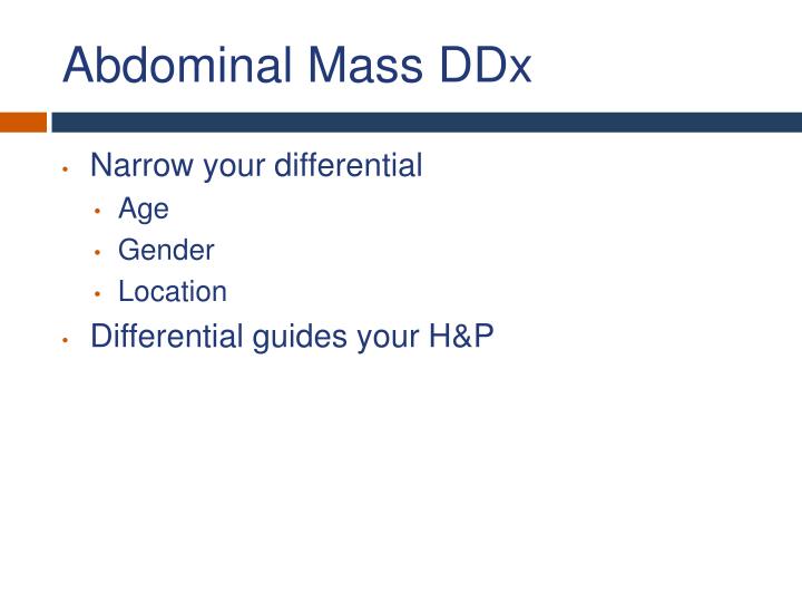 presentation of an abdominal mass