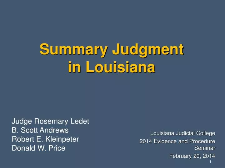 PPT Summary Judgment in Louisiana PowerPoint Presentation, free
