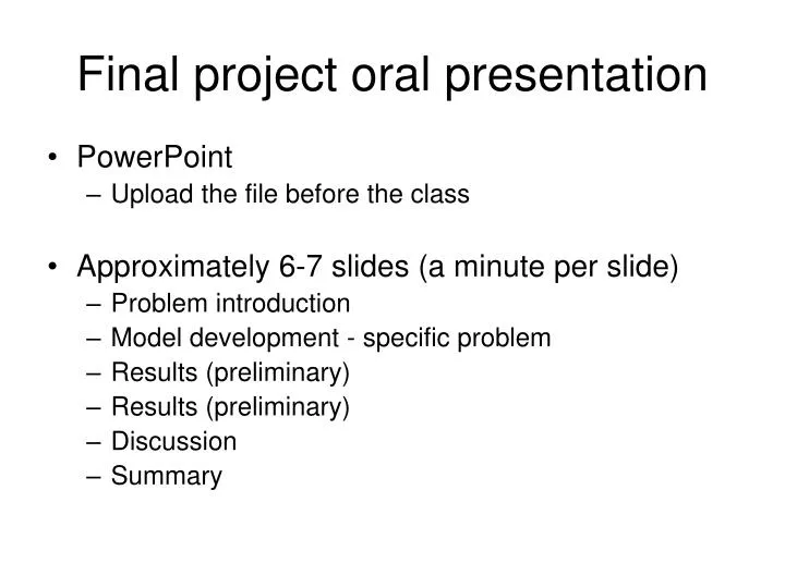 project work oral presentation date