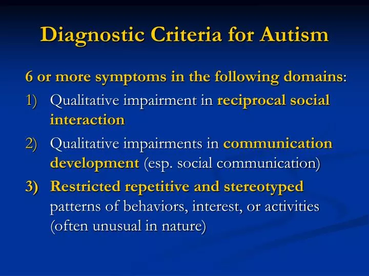 Ppt diagnostic criteria for autism powerpoint presentation free 