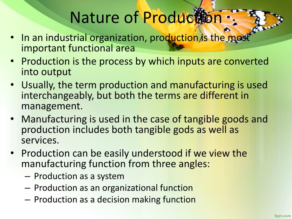 organization of production function