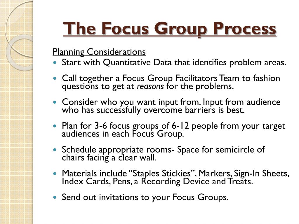 presentation of focus group