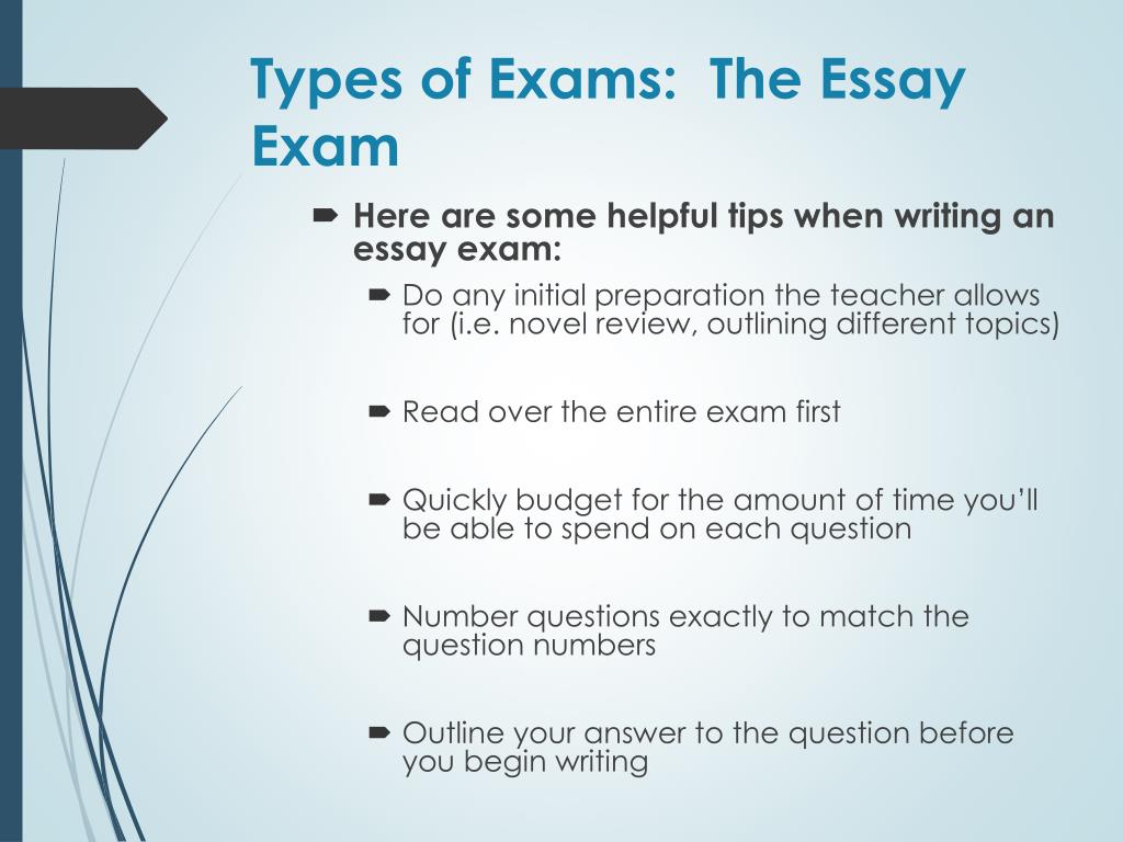 Types of exams. Types of examination. The Exams или Exams. Types of essays.