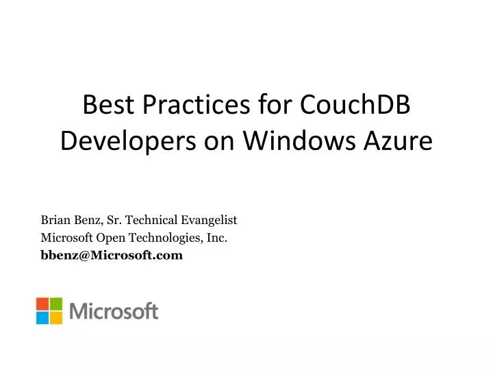 best practices for couchdb developers on windows azure n.