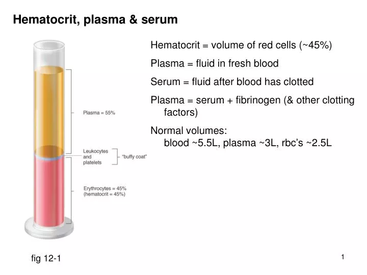 hematocrit plasma serum n.
