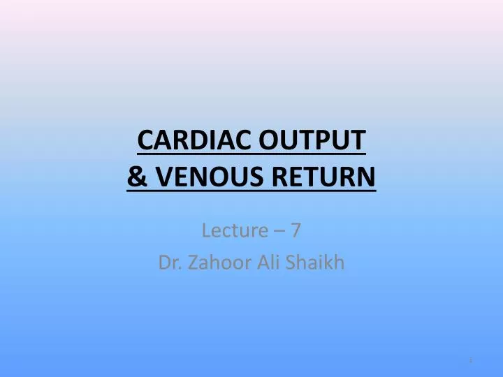 cardiac output venous return n.