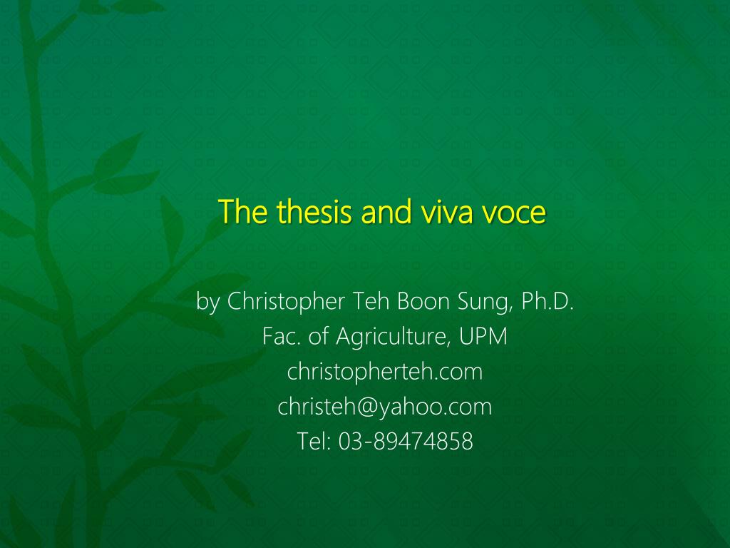 thesis and viva