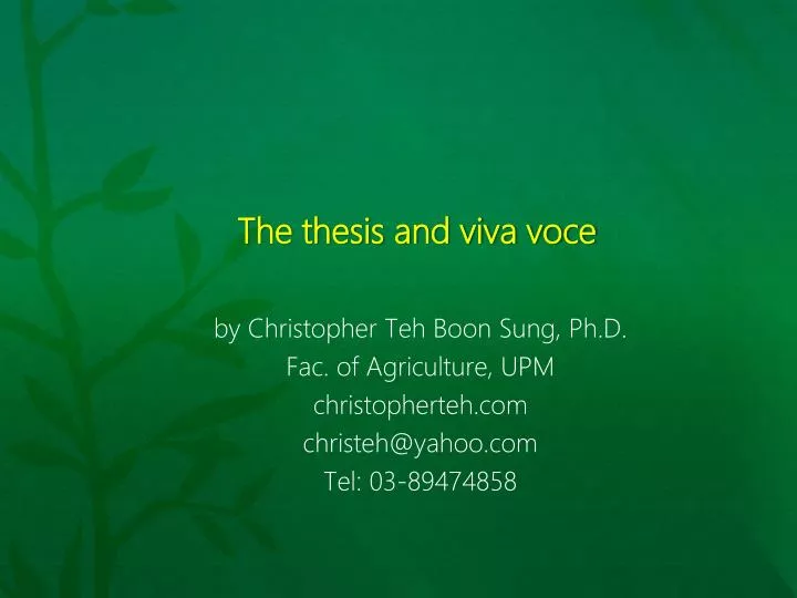 what does thesis viva mean