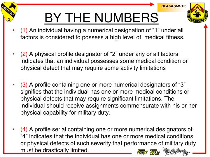 PPT - ARMY PHYSICAL PROFILES INSTRUCTOR: SSG CLAUSEN PowerPoint ...