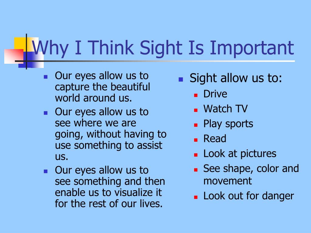 Ppt our most important sense sight powerpoint presentation free 