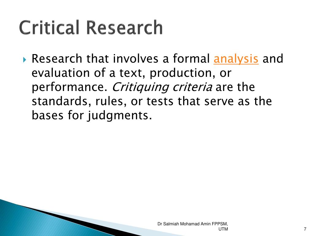 what is the meaning of critical in research