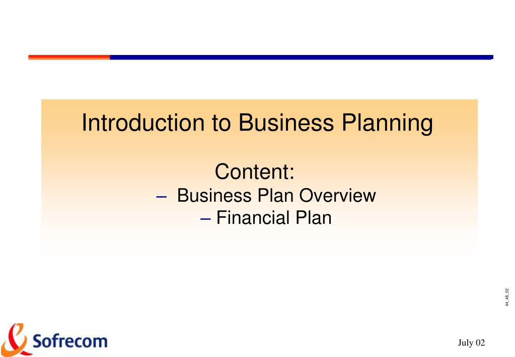 introduction to business planning pdf