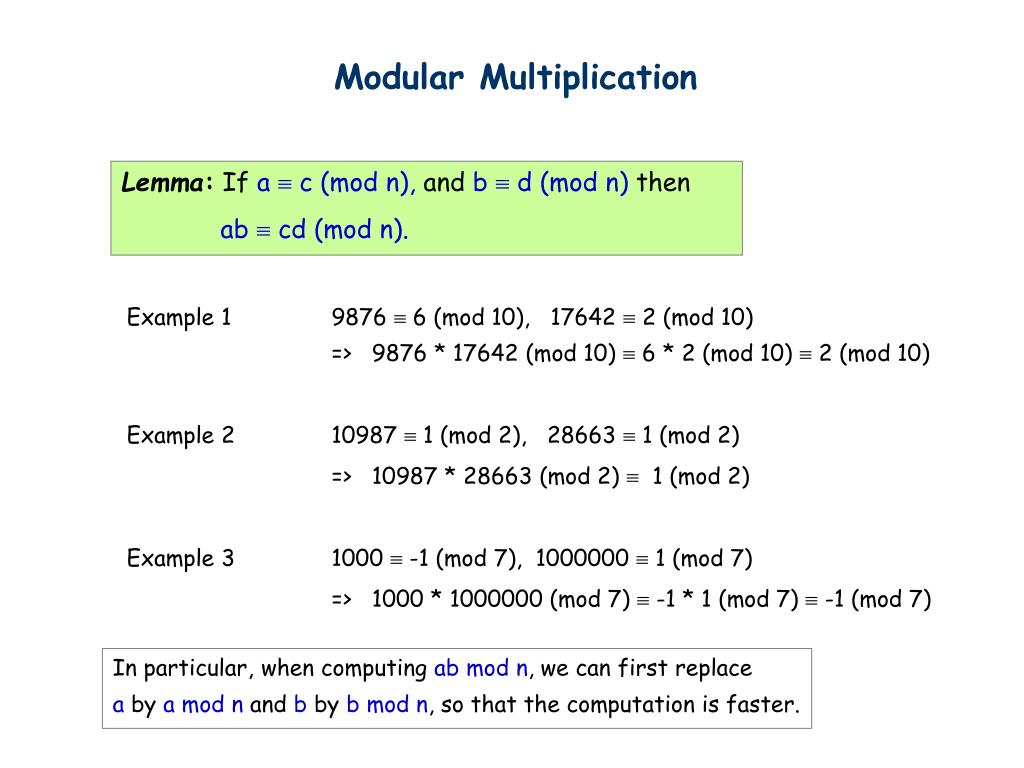 C a x mod b. Modular Arithmetic.