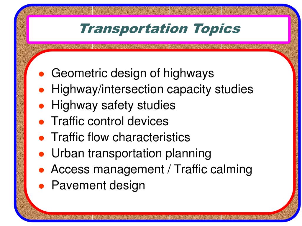 transportation engineering research topics