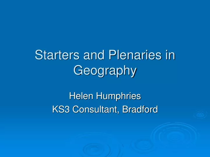 PPT Starters and Plenaries in Geography PowerPoint Presentation, free