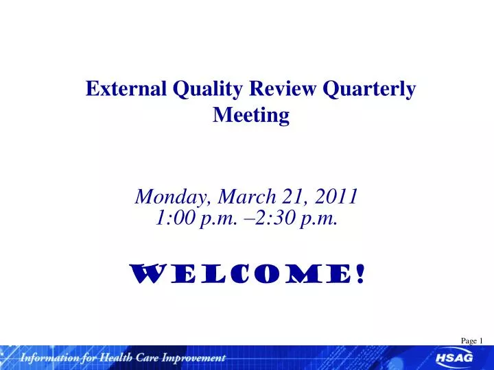 external quality review quarterly meeting n.