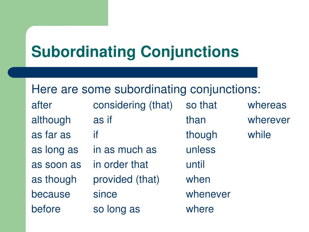 Subordinating conjunctions