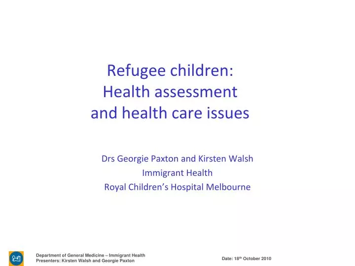 PPT - Refugee children: Health assessment and health care ...