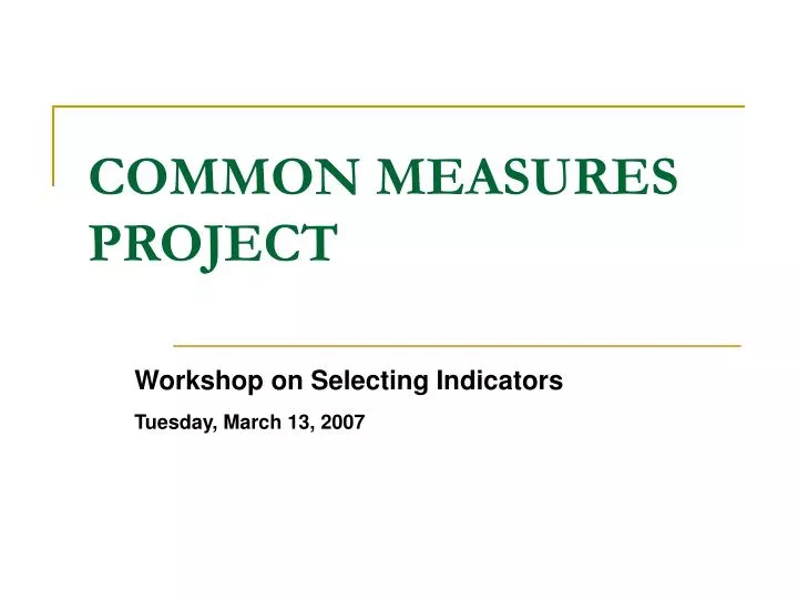common measures project n.