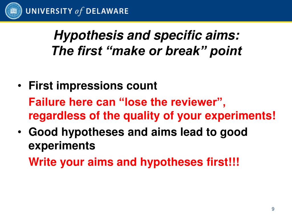 PPT - Hypothesis and Specific Aims PowerPoint Presentation, free