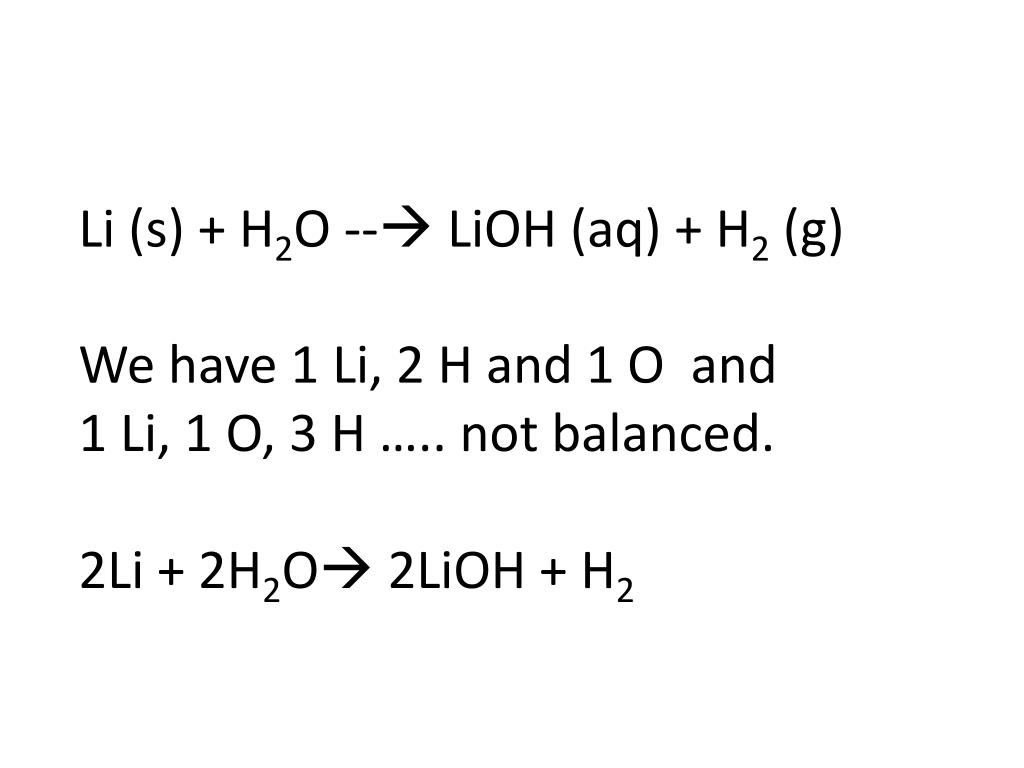 Li h2o lioh h2. 2lioh. Li+LIOH уравнение. Из li в LIOH. LIOH h2o уравнение.